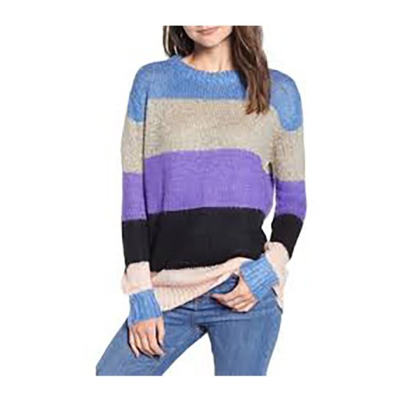 NWT Woven Heart Color Block Striped Sweater - Picture 1 of 8